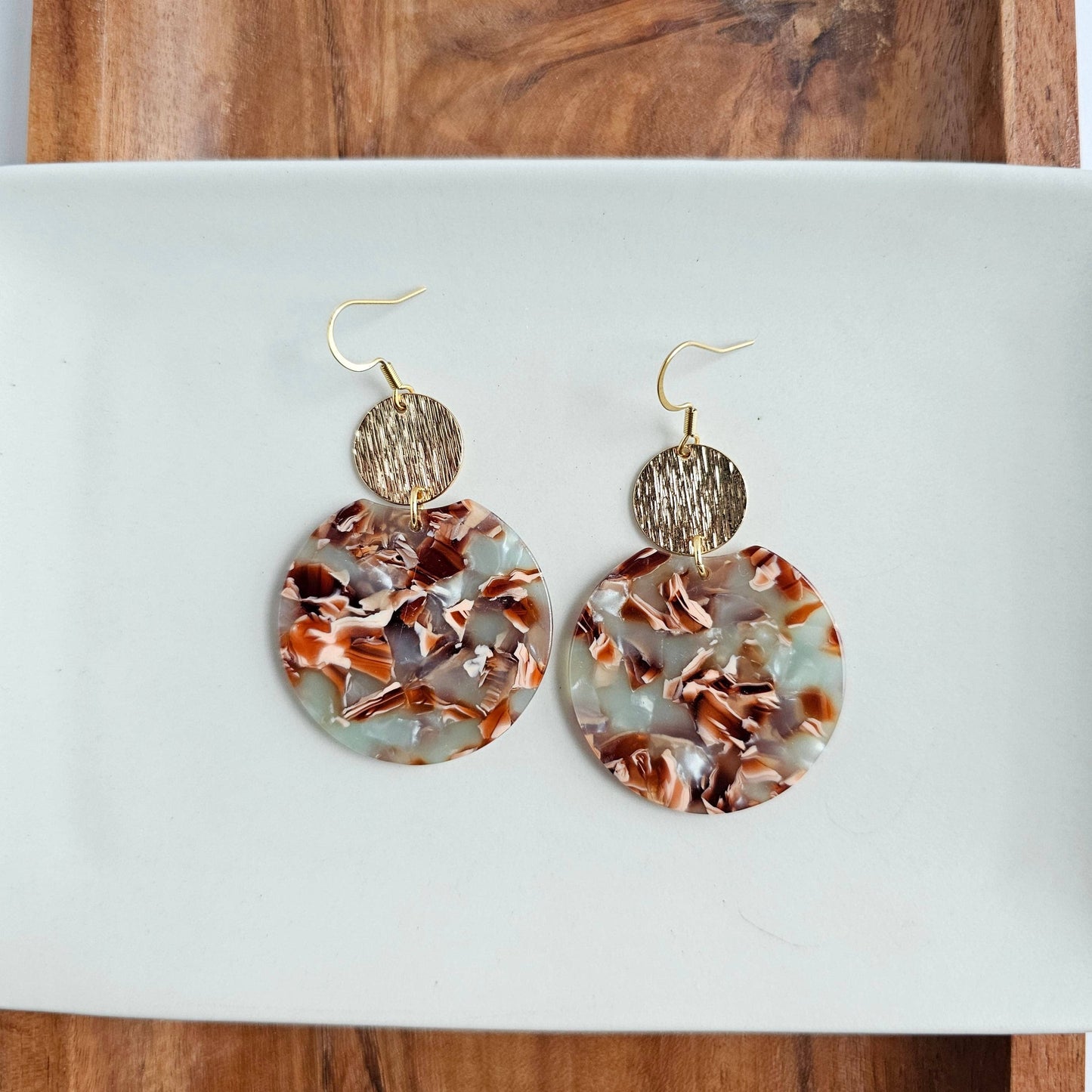 Zoey Earrings - Seafoam & Rust